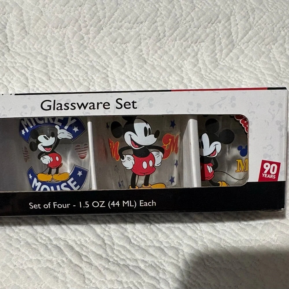 Disney Mickey Mouse Shot Glass Set - Red, Black, White, Blue